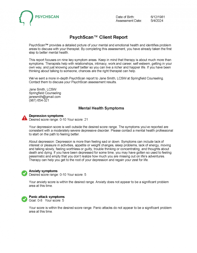 PsychScan Client Report
